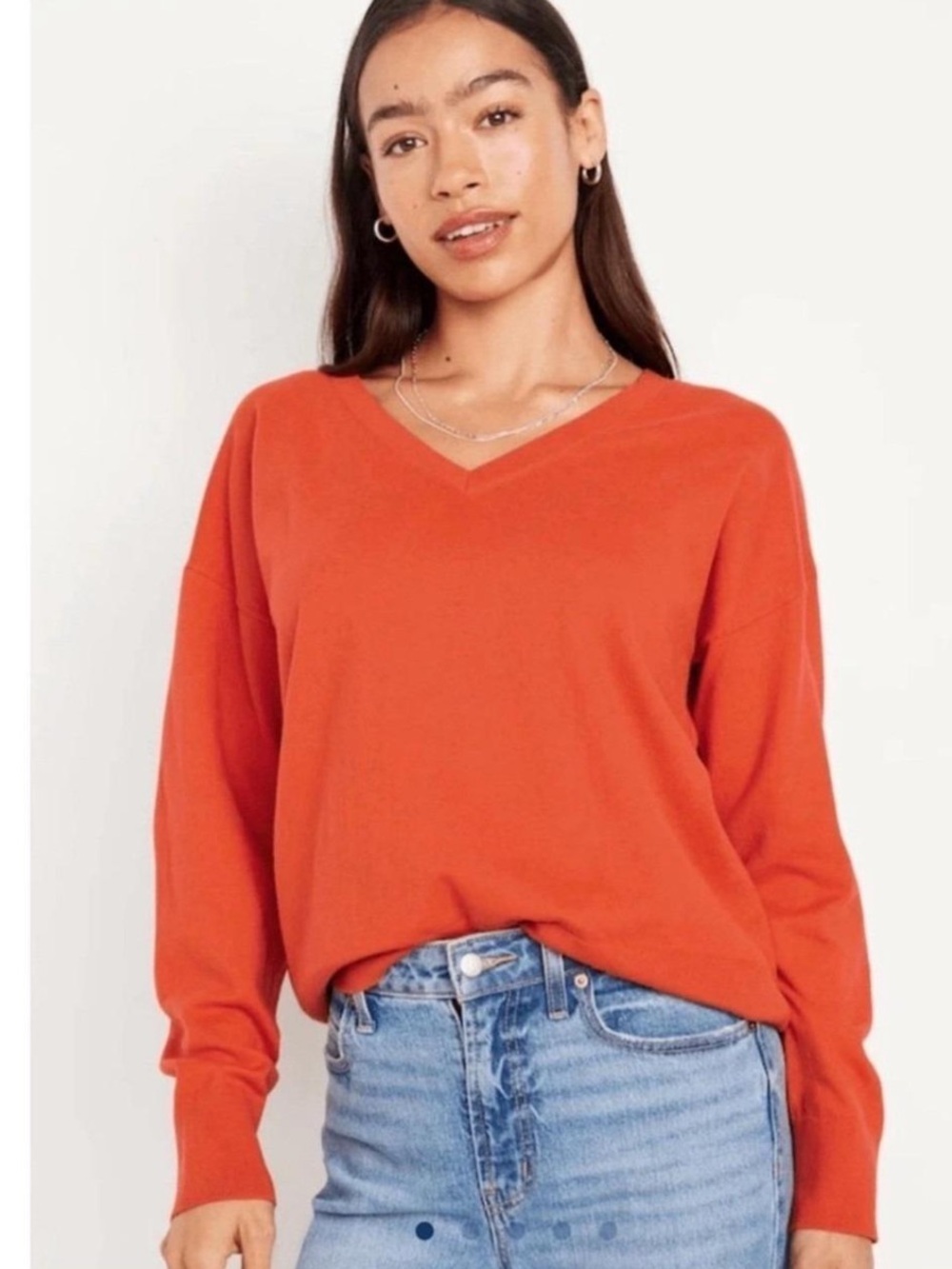 Old Navy Orange V Neck Sweater XS